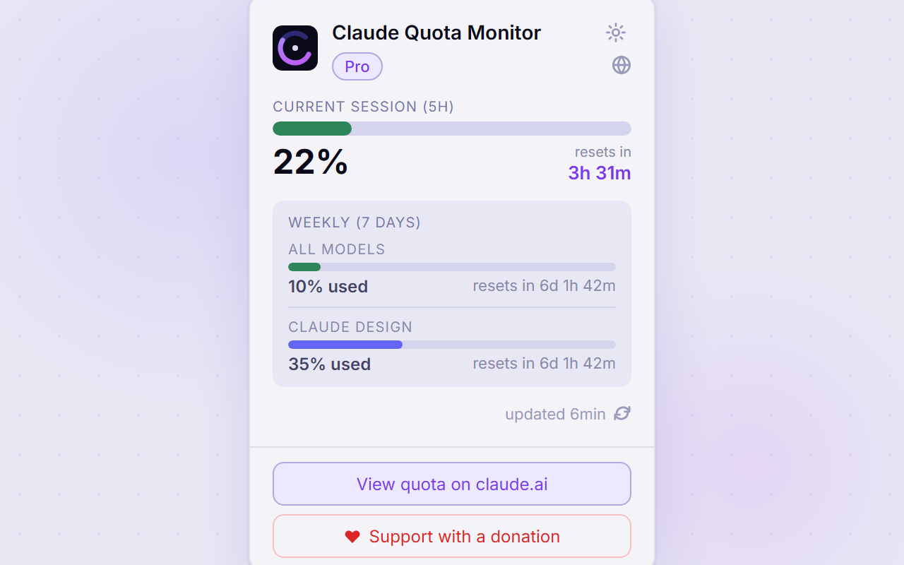 Claude Quota Monitor — English (light)