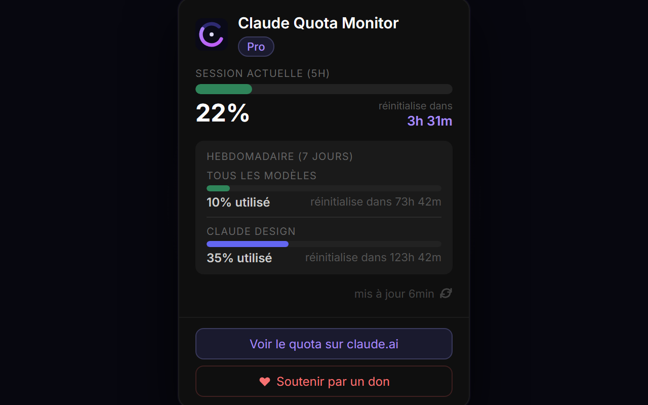 Claude Quota Monitor — Français