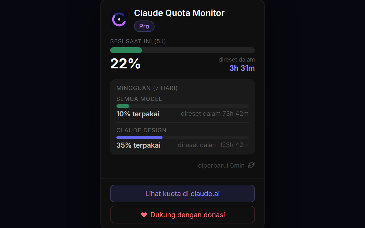 Claude Quota Monitor — Indonesian